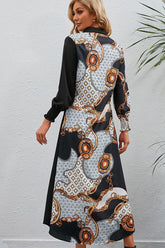 Robe imprimée à manches longues et col